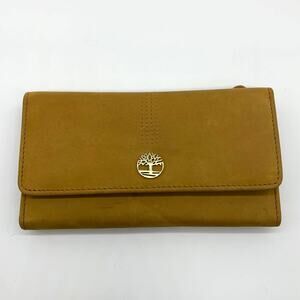 Timberland Leather Long Wallet Women Yellow Snap Enclosure